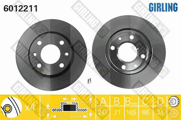 Girling 6012211 - Тормозной диск autospares.lv