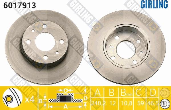 Girling 6017913 - Тормозной диск autospares.lv