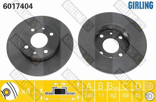 Girling 6017404 - Тормозной диск autospares.lv