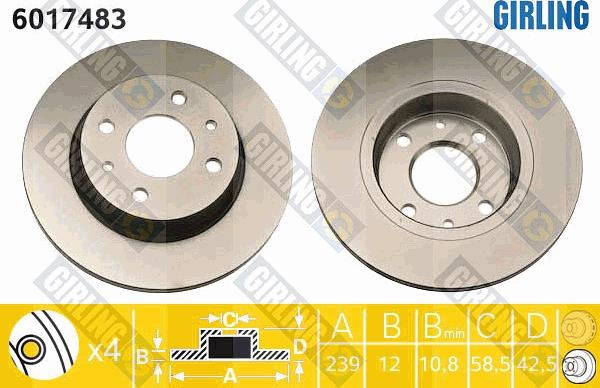 Girling 6017483 - Тормозной диск autospares.lv