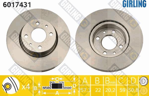 Girling 6017431 - Тормозной диск autospares.lv