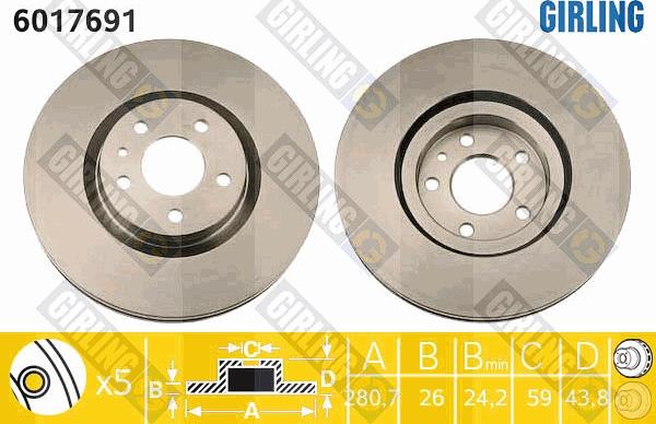 Girling 6017691 - Тормозной диск autospares.lv