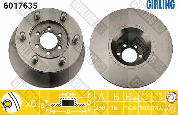 Girling 6017635 - Тормозной диск autospares.lv