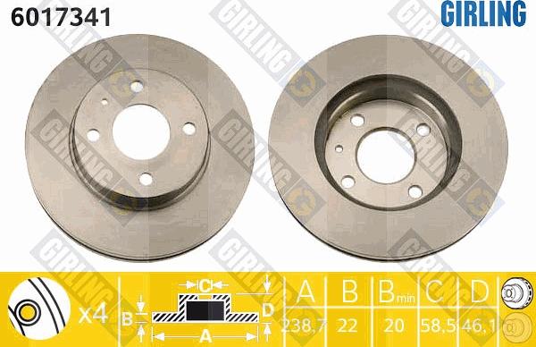 Girling 6017341 - Тормозной диск autospares.lv