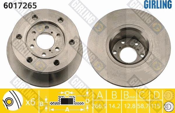 Girling 6017265 - Тормозной диск autospares.lv