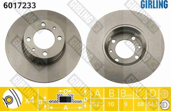 Girling 6017233 - Тормозной диск autospares.lv