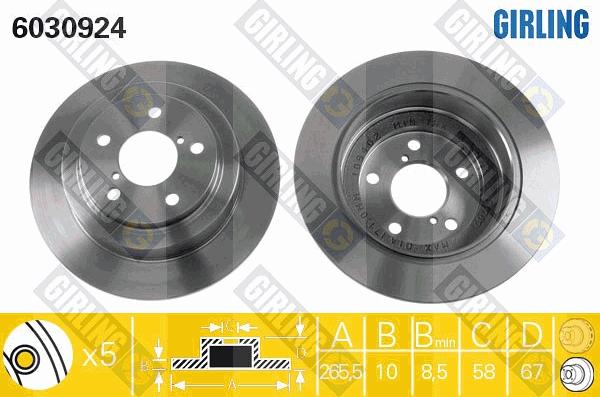 Girling 6030924 - Тормозной диск autospares.lv