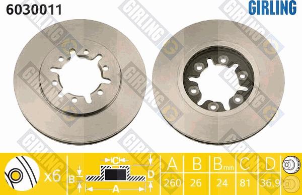 Girling 6030011 - Тормозной диск autospares.lv