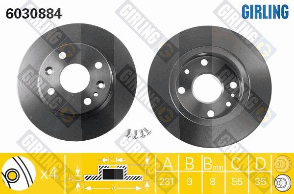 Girling 6030884 - Тормозной диск autospares.lv