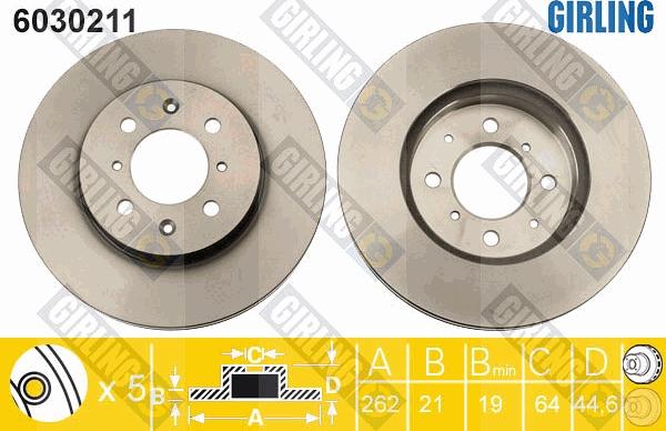 Girling 6030211 - Тормозной диск autospares.lv