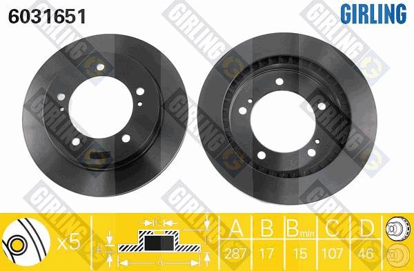 Girling 6031651 - Тормозной диск autospares.lv