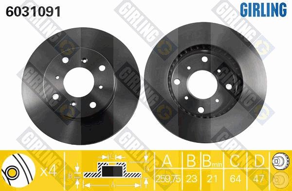 Girling 6031091 - Тормозной диск autospares.lv