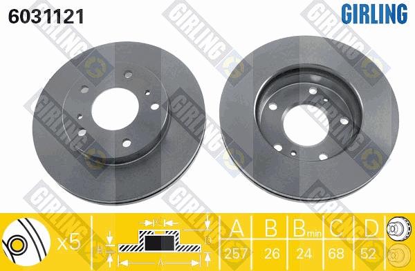 Girling 6031121 - Тормозной диск autospares.lv