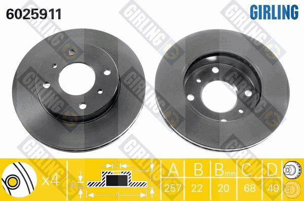 Girling 6025911 - Тормозной диск autospares.lv