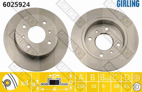 Girling 6025924 - Тормозной диск autospares.lv