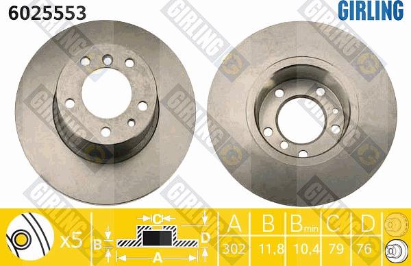 Girling 6025553 - Тормозной диск autospares.lv