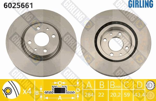 Girling 6025661 - Тормозной диск autospares.lv