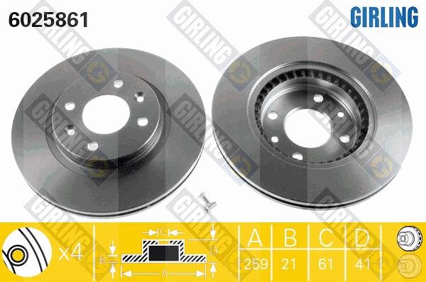 Girling 6025861 - Тормозной диск autospares.lv