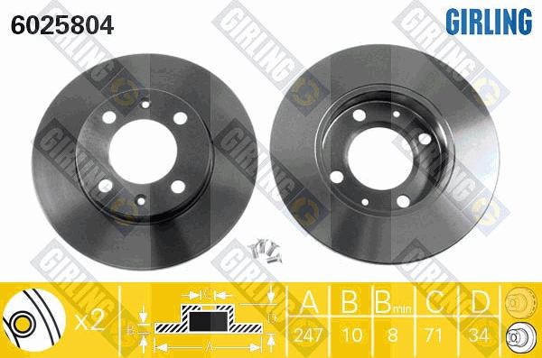 Girling 6025804 - Тормозной диск autospares.lv