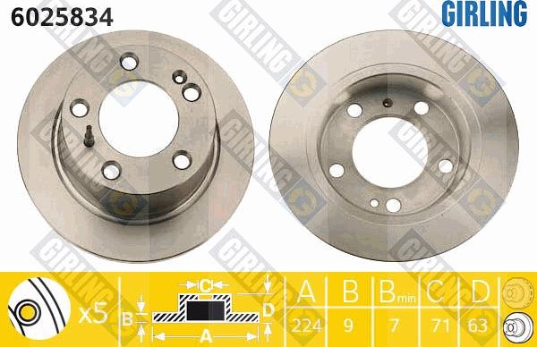 Girling 6025834 - Тормозной диск autospares.lv