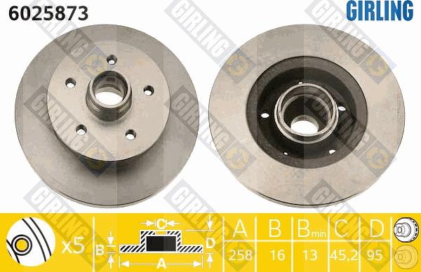 Girling 6025873 - Тормозной диск autospares.lv