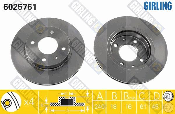 Girling 6025761 - Тормозной диск autospares.lv