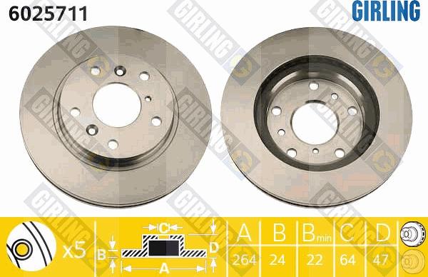 Girling 6025711 - Тормозной диск autospares.lv