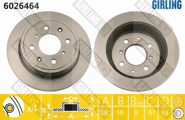 Girling 6026464 - Тормозной диск autospares.lv