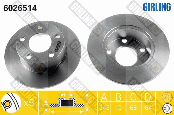 Girling 6026514 - Тормозной диск autospares.lv