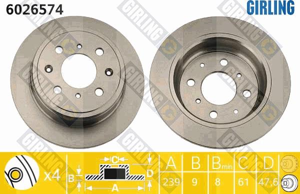 Girling 6026574 - Тормозной диск autospares.lv