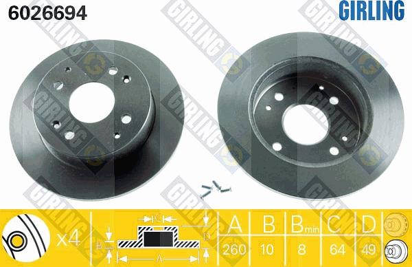 Girling 6026694 - Тормозной диск autospares.lv