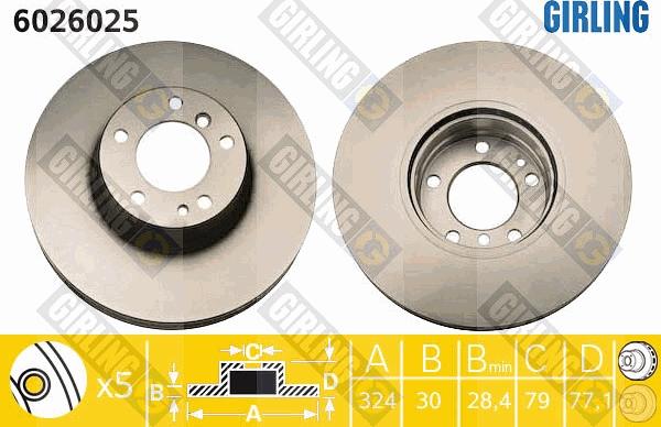 Girling 6026025 - Тормозной диск autospares.lv