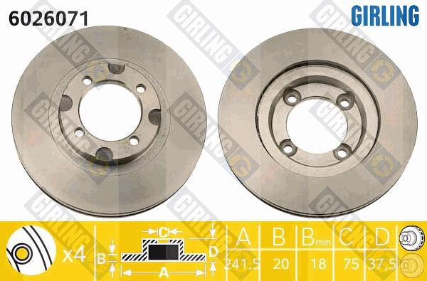 Girling 6026071 - Тормозной диск autospares.lv