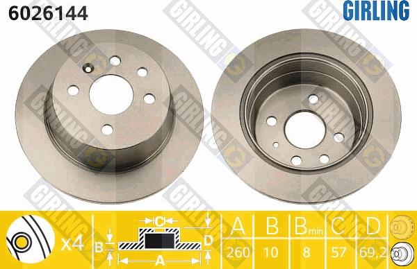 Girling 6026144 - Тормозной диск autospares.lv