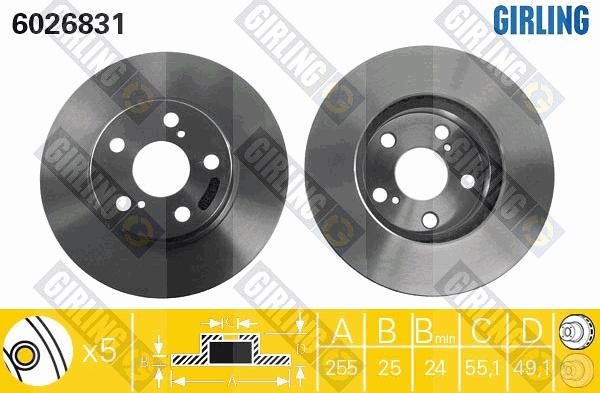 Girling 6026831 - Тормозной диск autospares.lv