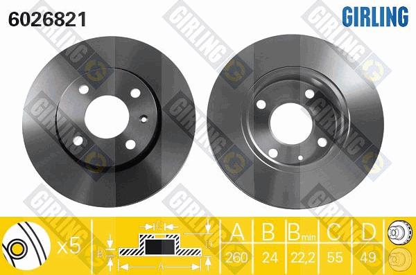 Girling 6026821 - Тормозной диск autospares.lv