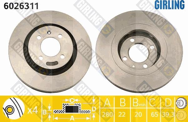 Girling 6026311 - Тормозной диск autospares.lv