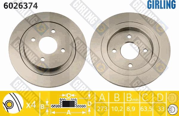 Girling 6026374 - Тормозной диск autospares.lv