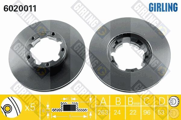 Girling 6020011 - Тормозной диск autospares.lv