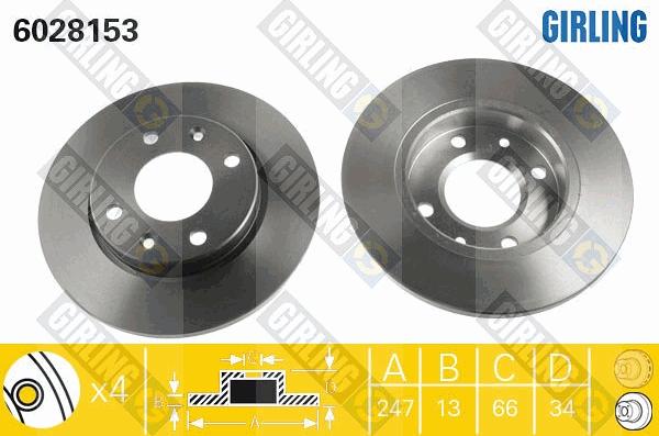 Girling 6028153 - Тормозной диск autospares.lv