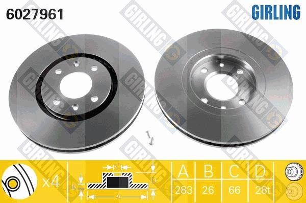 Girling 6027961 - Тормозной диск autospares.lv