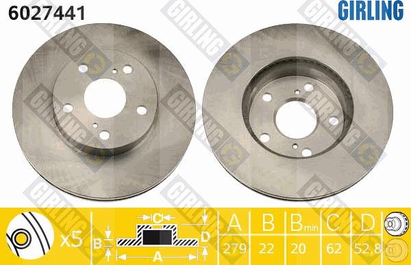 Girling 6027441 - Тормозной диск autospares.lv