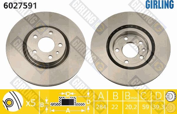 Girling 6027591 - Тормозной диск autospares.lv