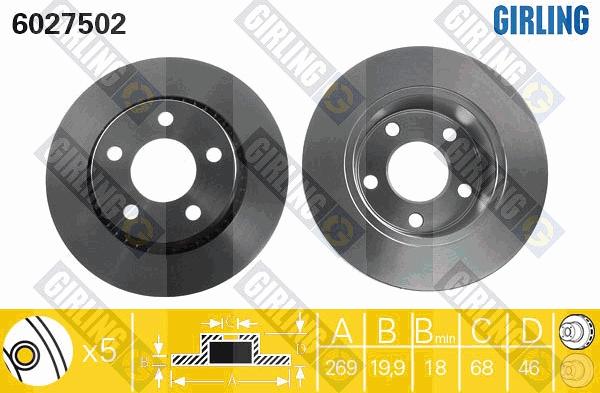 Girling 6027502 - Тормозной диск autospares.lv