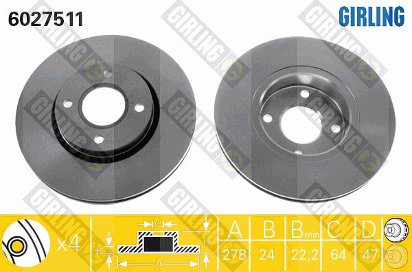 Girling 6027511 - Тормозной диск autospares.lv