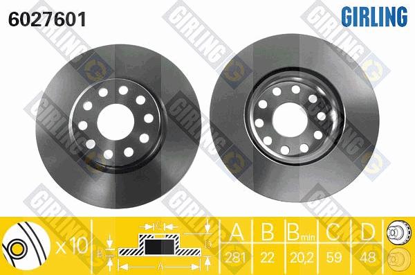 Girling 6027601 - Тормозной диск autospares.lv