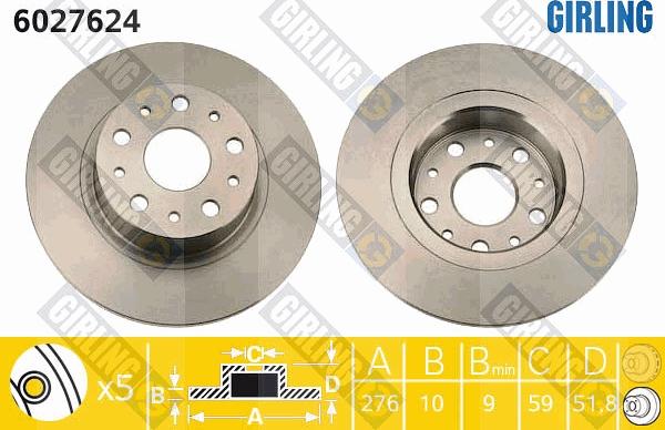 Girling 6027624 - Тормозной диск autospares.lv