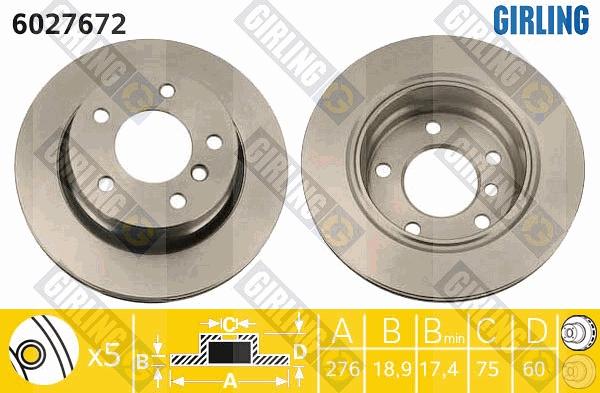 Girling 6027672 - Тормозной диск autospares.lv