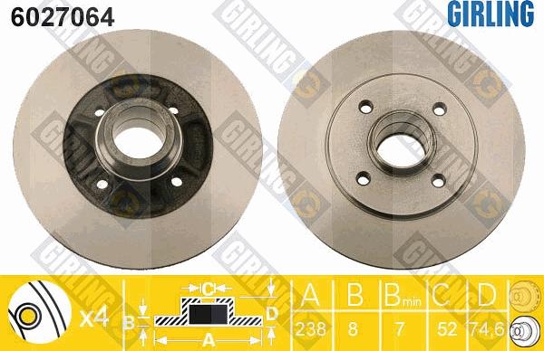 Girling 6027064 - Тормозной диск autospares.lv