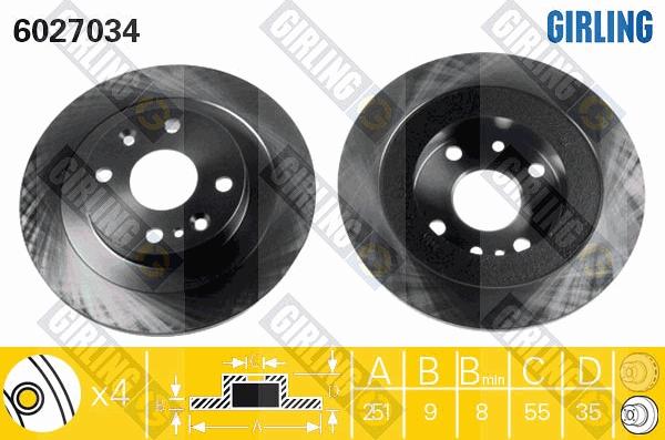 Girling 6027034 - Тормозной диск autospares.lv